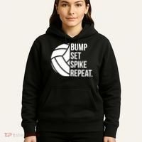 Volleyball Great Gift Hooded Funny Gift Bump Set Spike Repeat Hoodie thumb 5