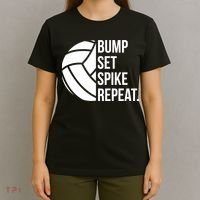 Volleyball Great Gift Hooded Funny Gift Bump Set Spike Repeat T-Shirt thumb 4