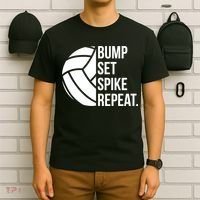 Volleyball Great Gift Hooded Funny Gift Bump Set Spike Repeat T-Shirt thumb 6