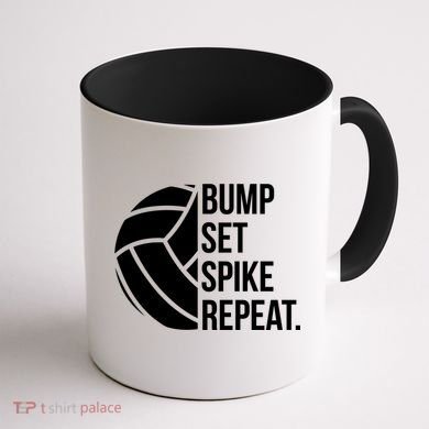 Volleyball Great Gift Hooded Funny Gift Bump Set Spike Repeat Coffee Mug back