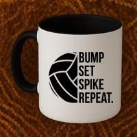 Volleyball Great Gift Hooded Funny Gift Bump Set Spike Repeat Coffee Mug thumb 2