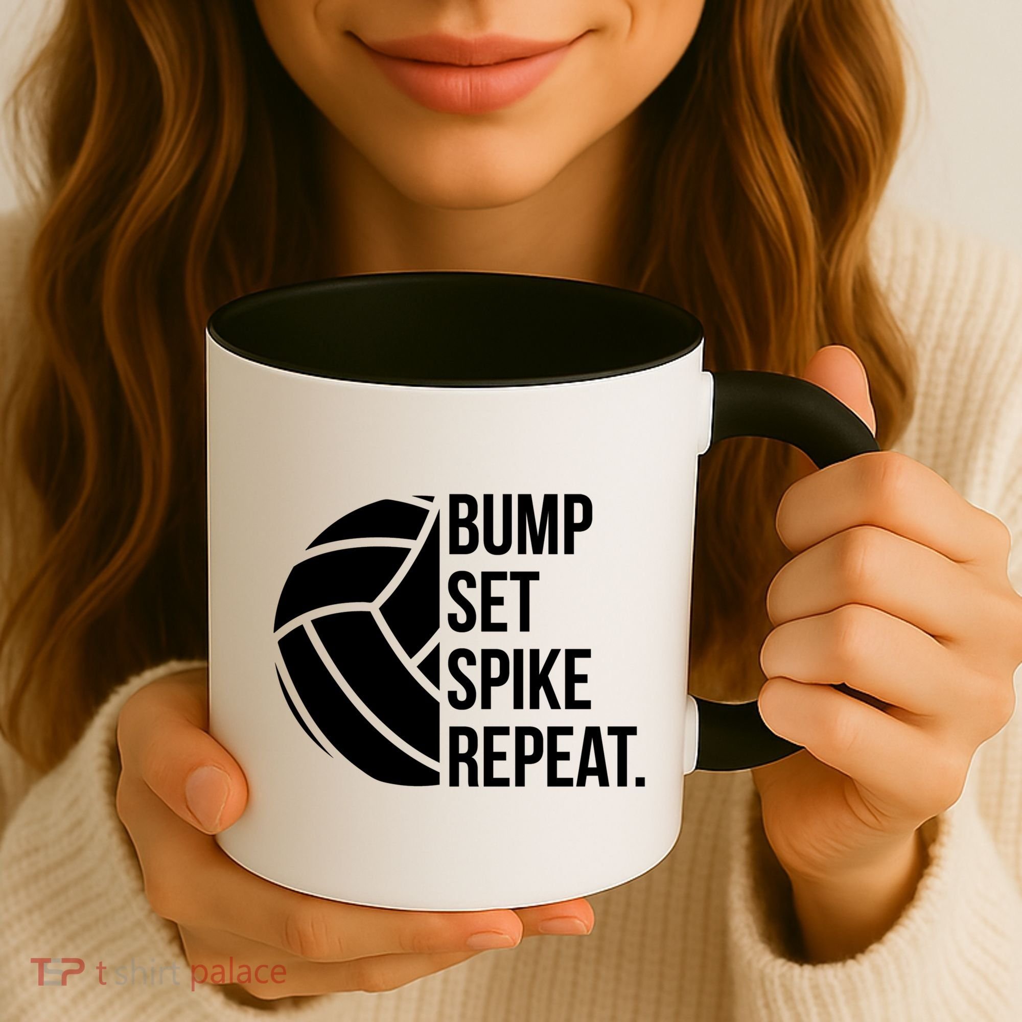 Volleyball Great Gift Hooded Funny Gift Bump Set Spike Repeat Coffee Mug