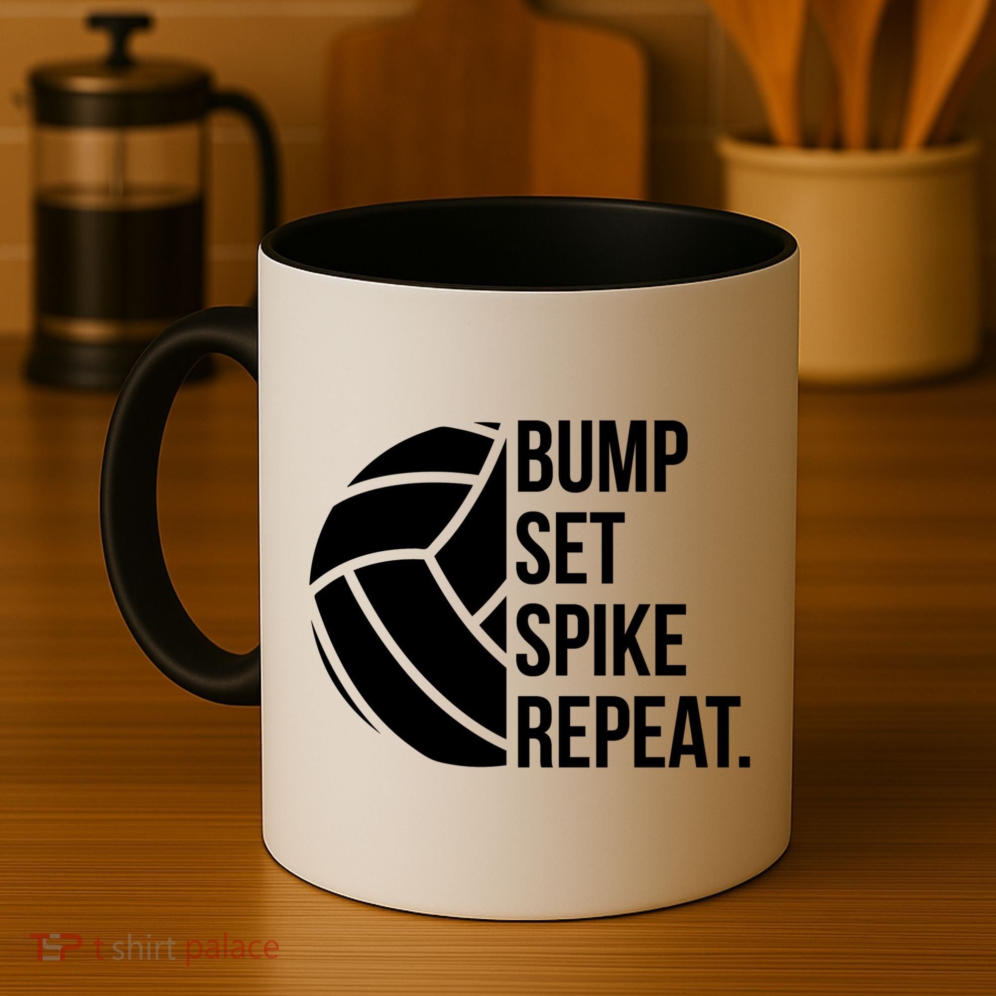 Volleyball Great Gift Hooded Funny Gift Bump Set Spike Repeat Coffee Mug
