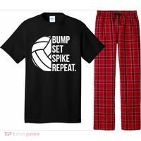 Volleyball Great Gift Hooded Funny Gift Bump Set Spike Repeat Pajama Set thumb 0