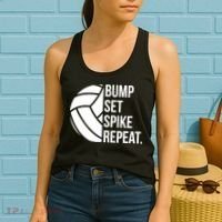 Volleyball Great Gift Hooded Funny Gift Bump Set Spike Repeat Women's Tank Top thumb 2