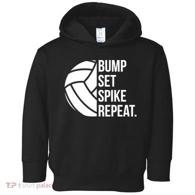 Volleyball Great Gift Hooded Funny Gift Bump Set Spike Repeat Toddler Hoodie