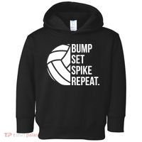 Volleyball Great Gift Hooded Funny Gift Bump Set Spike Repeat Toddler Hoodie thumb 0