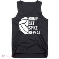 Volleyball Great Gift Hooded Funny Gift Bump Set Spike Repeat Tank Top thumb 0