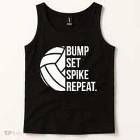 Volleyball Great Gift Hooded Funny Gift Bump Set Spike Repeat Tank Top thumb 2