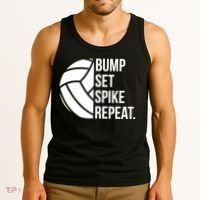 Volleyball Great Gift Hooded Funny Gift Bump Set Spike Repeat Tank Top thumb 3