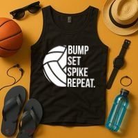 Volleyball Great Gift Hooded Funny Gift Bump Set Spike Repeat Tank Top thumb 4