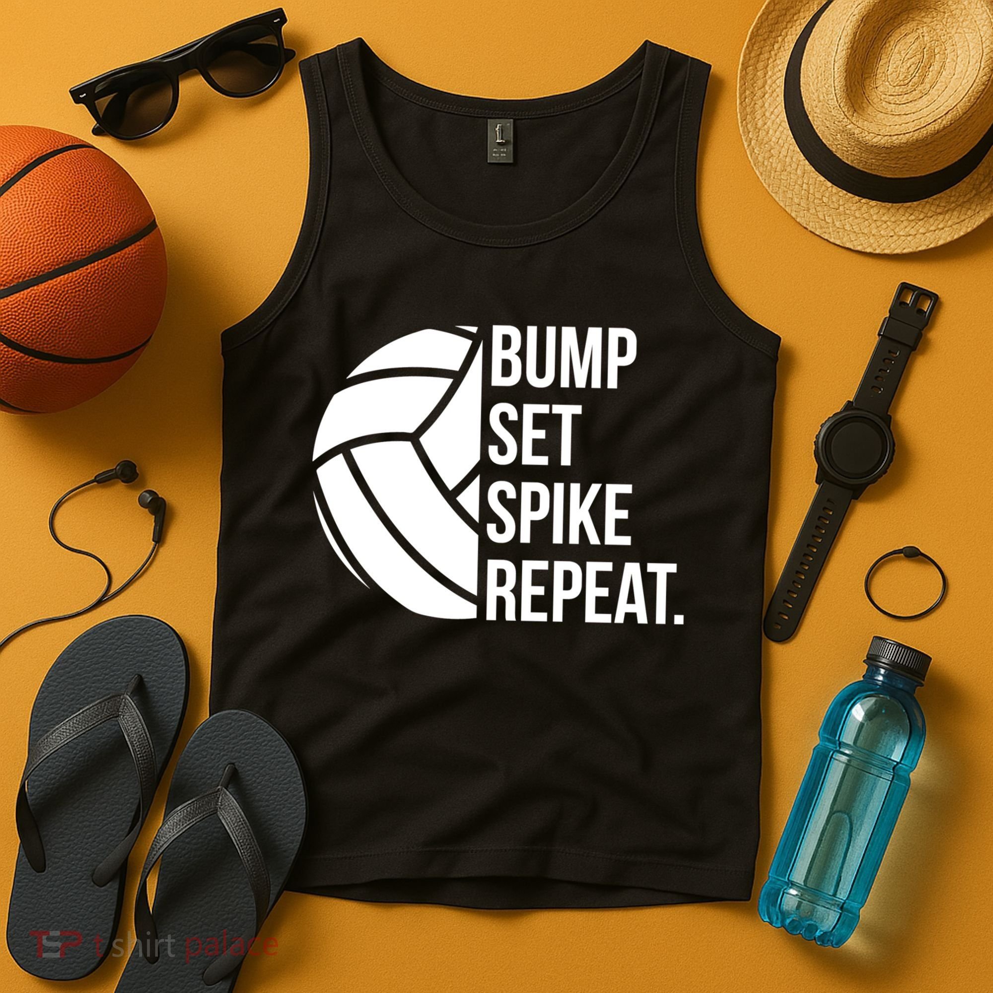 Volleyball Great Gift Hooded Funny Gift Bump Set Spike Repeat Tank Top