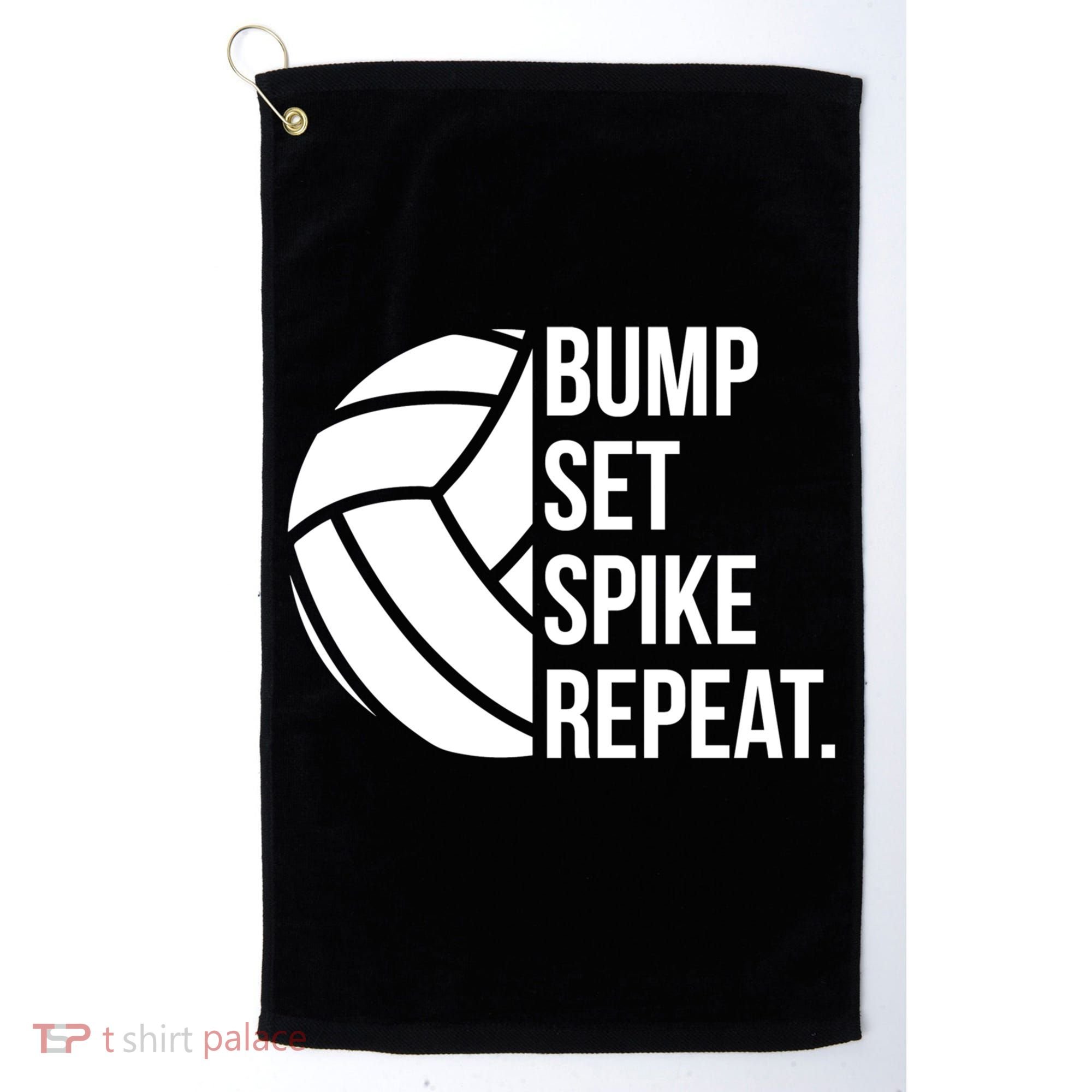 Volleyball Great Gift Hooded Funny Gift Bump Set Spike Repeat Golf Towel