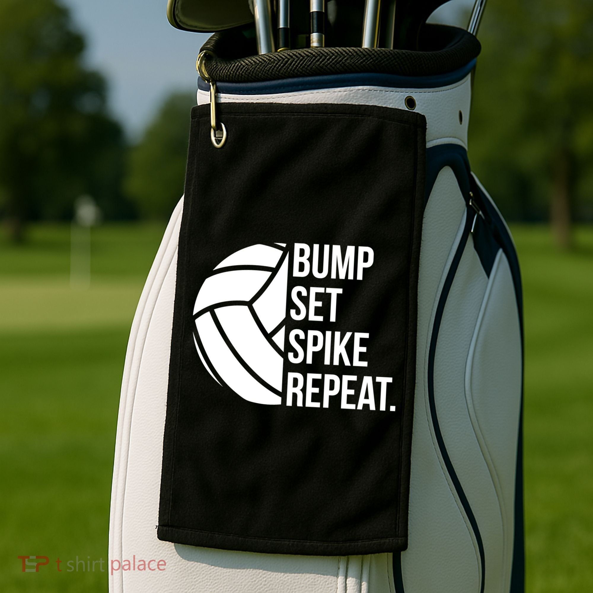 Volleyball Great Gift Hooded Funny Gift Bump Set Spike Repeat Golf Towel