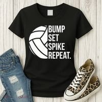 Volleyball Great Gift Hooded Funny Gift Bump Set Spike Repeat Women's T-Shirt thumb 3
