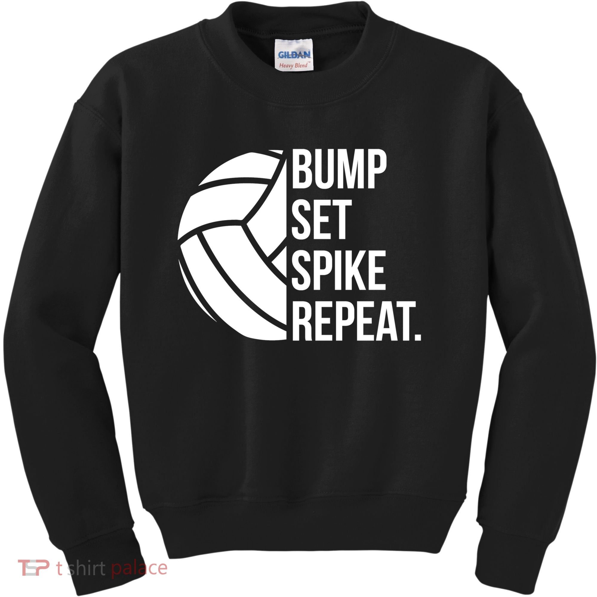 Volleyball Great Gift Hooded Funny Gift Bump Set Spike Repeat Kids Sweatshirt