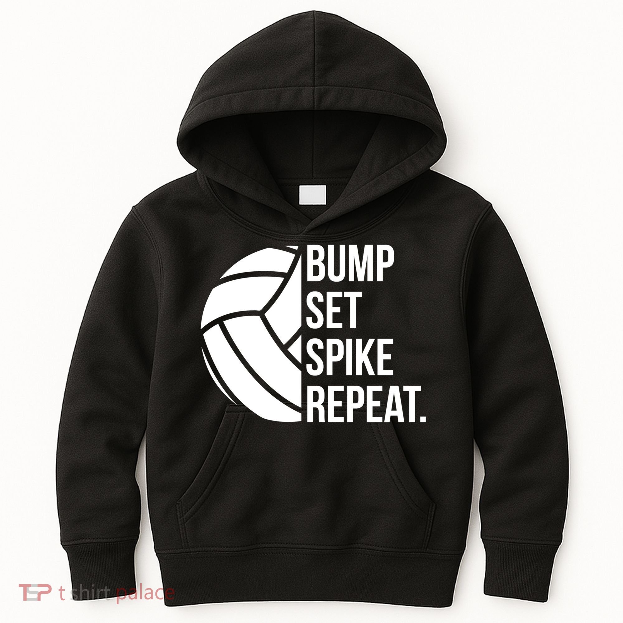 Volleyball Great Gift Hooded Funny Gift Bump Set Spike Repeat Kids Hoodie