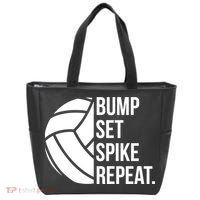 Volleyball Great Gift Hooded Funny Gift Bump Set Spike Repeat Tote Bag thumb 0