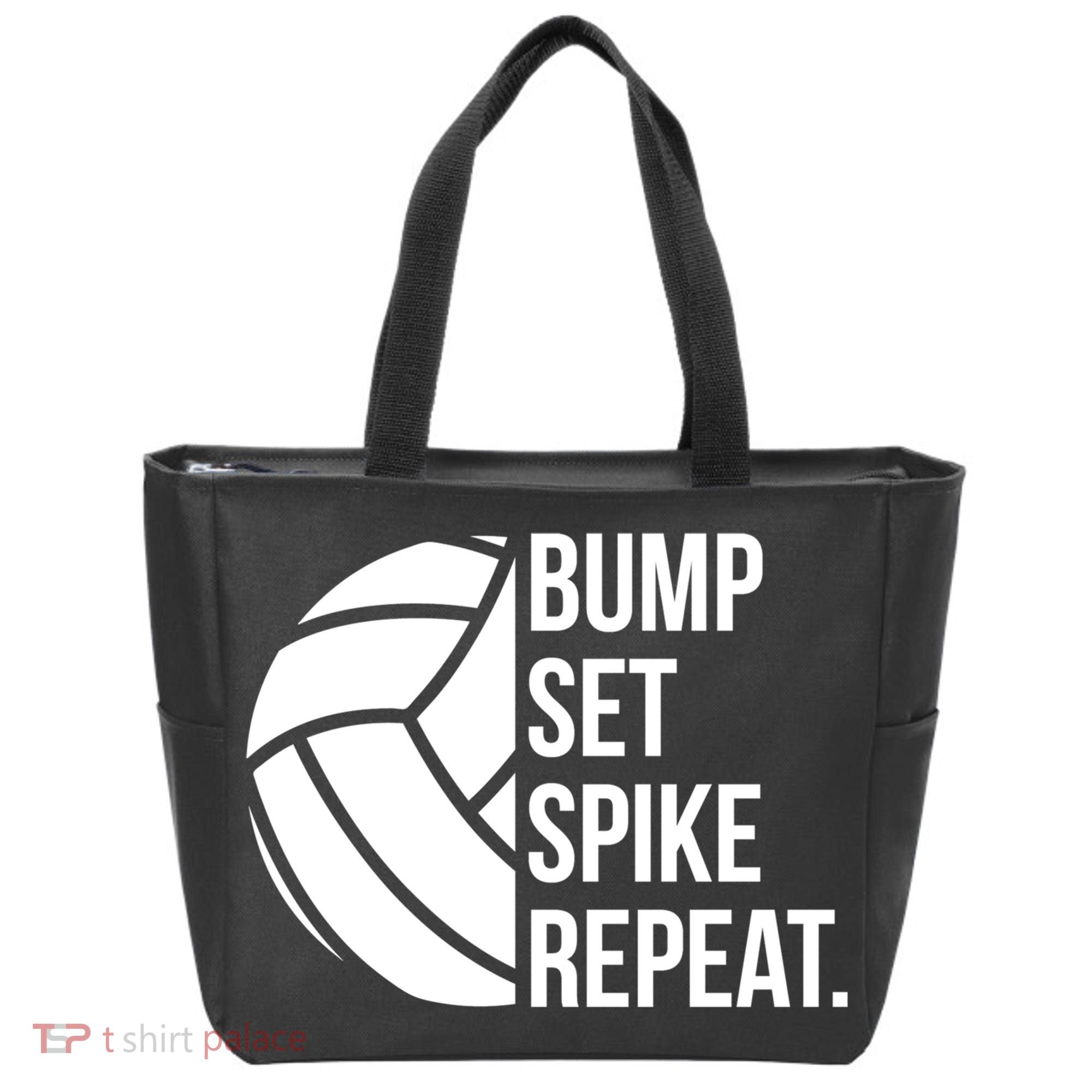 Volleyball Great Gift Hooded Funny Gift Bump Set Spike Repeat Tote Bag