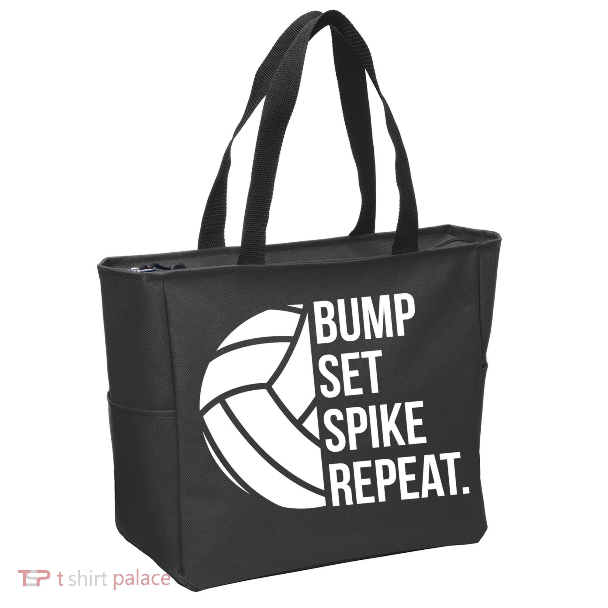 Volleyball Great Gift Hooded Funny Gift Bump Set Spike Repeat Tote Bag