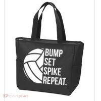 Volleyball Great Gift Hooded Funny Gift Bump Set Spike Repeat Tote Bag thumb 3