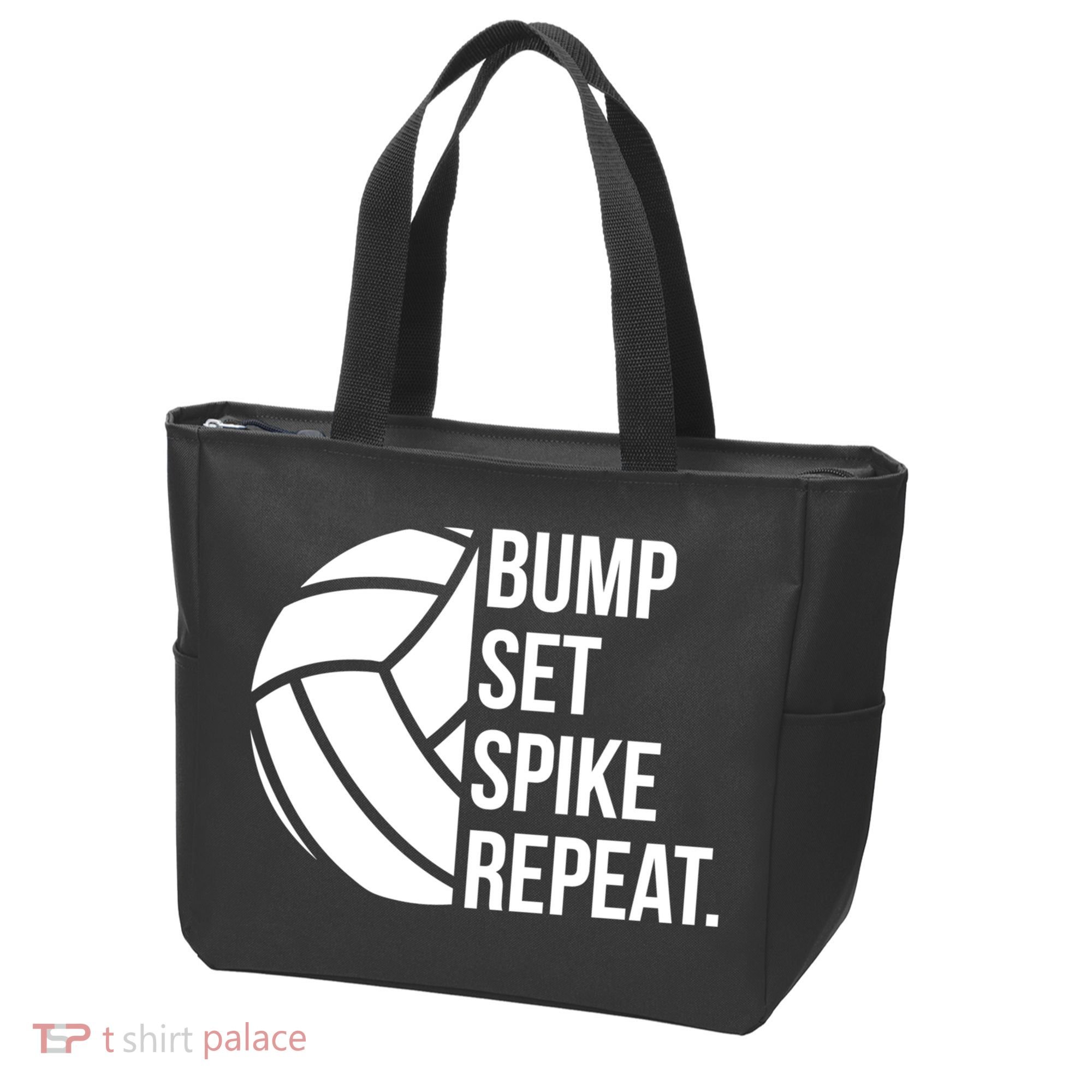 Volleyball Great Gift Hooded Funny Gift Bump Set Spike Repeat Tote Bag