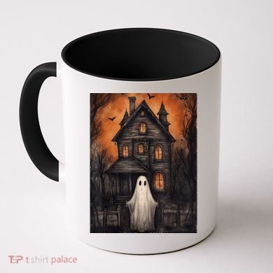 Vintage Ghost Haunted House Halloween Spooky Coffee Mug