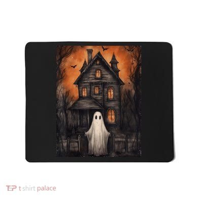 Vintage Ghost Haunted House Halloween Spooky Mousepad