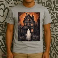 Vintage Ghost Haunted House Halloween Spooky T-Shirt thumb 3