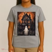 Vintage Ghost Haunted House Halloween Spooky T-Shirt thumb 4