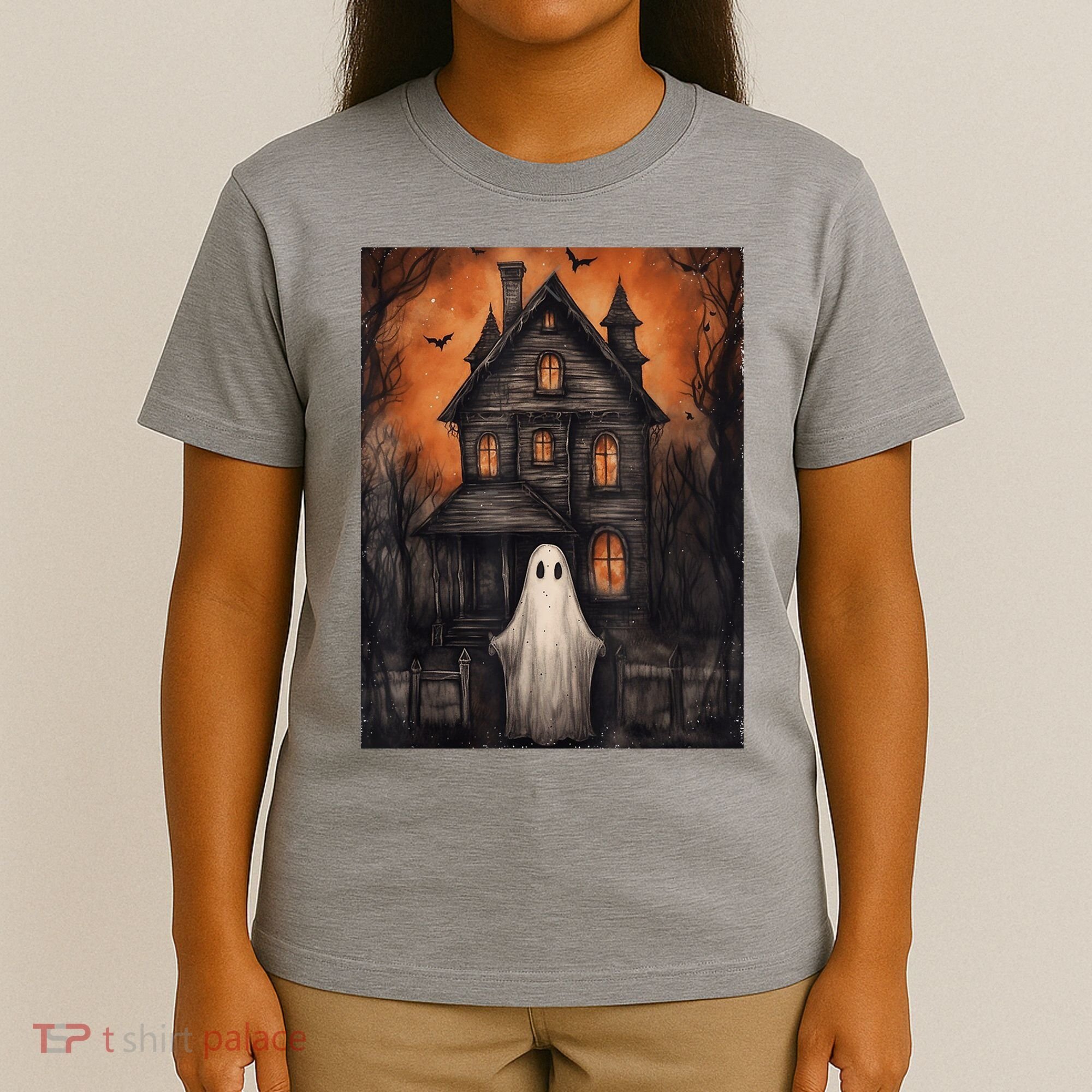 Vintage Ghost Haunted House Halloween Spooky T-Shirt