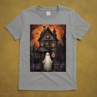 Vintage Ghost Haunted House Halloween Spooky T-Shirt thumb 5
