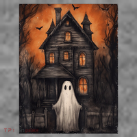 Vintage Ghost Haunted House Halloween Spooky T-Shirt thumb 7
