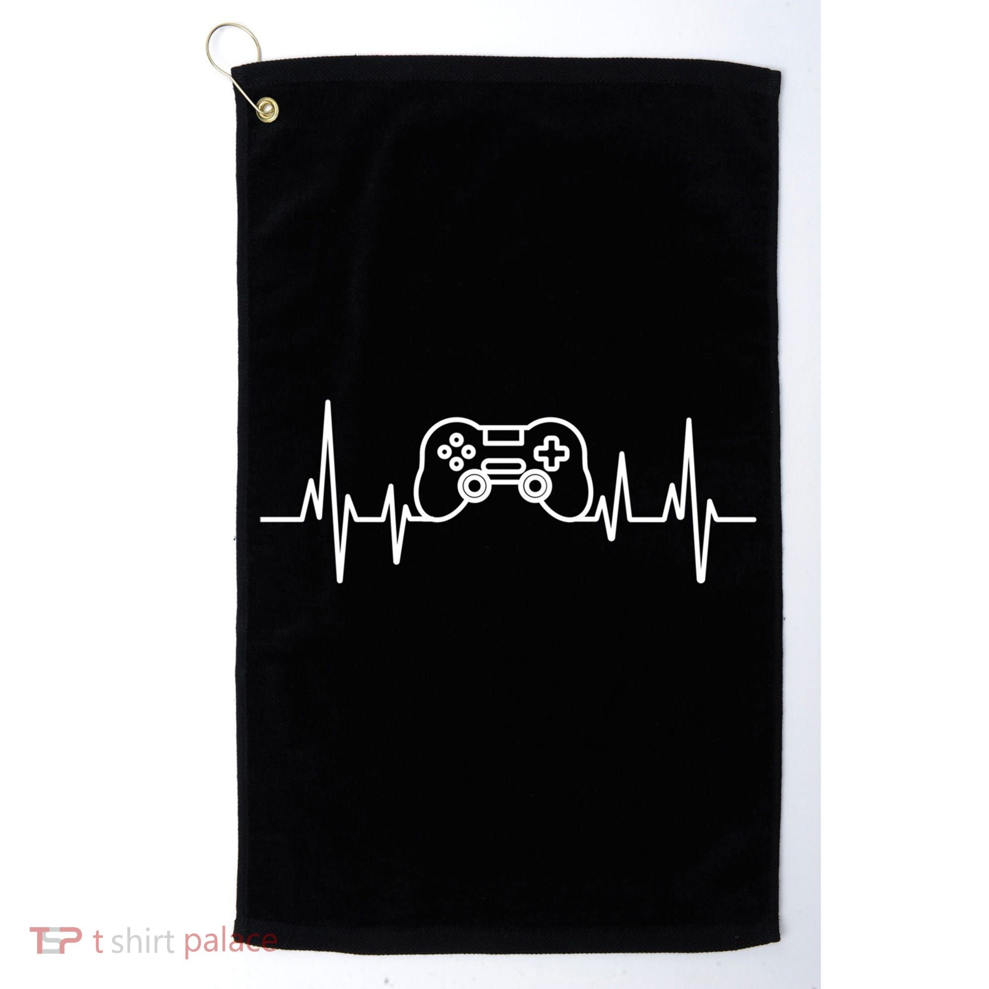 Video Game Heartbeat Gamer Funny Gift Gaming Controller Funny Gift Golf Towel