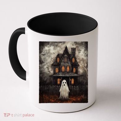Vintage Ghost Haunted House Midnight Halloween Ghost Spooky Coffee Mug