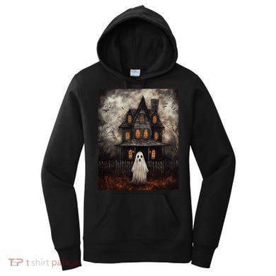 Vintage Ghost Haunted House Midnight Halloween Ghost Spooky Women's Hoodie