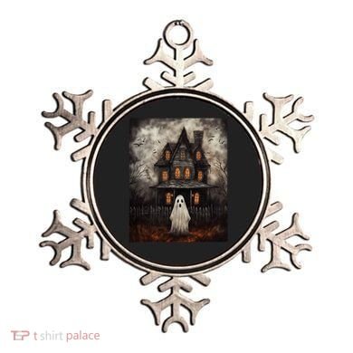 Vintage Ghost Haunted House Midnight Halloween Ghost Spooky Ornament