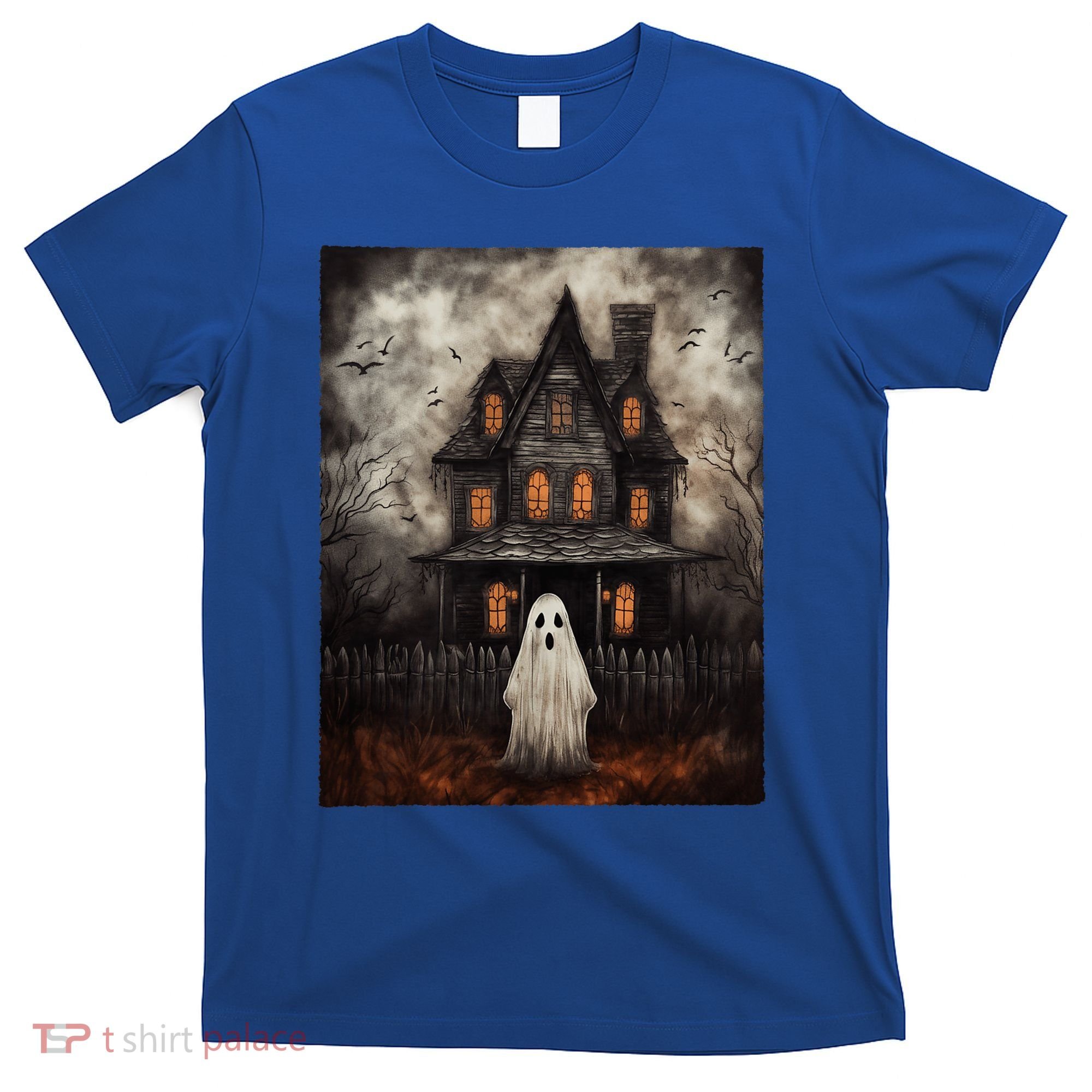 Vintage Ghost Haunted House Midnight Halloween Ghost Spooky T-Shirt