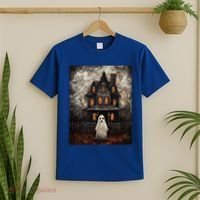 Vintage Ghost Haunted House Midnight Halloween Ghost Spooky T-Shirt thumb 2