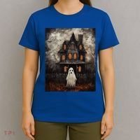 Vintage Ghost Haunted House Midnight Halloween Ghost Spooky T-Shirt thumb 4