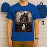 Vintage Ghost Haunted House Midnight Halloween Ghost Spooky T-Shirt thumb 6