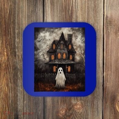 Vintage Ghost Haunted House Midnight Halloween Ghost Spooky Coaster
