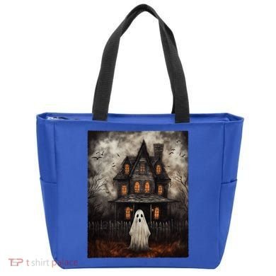 Vintage Ghost Haunted House Midnight Halloween Ghost Spooky Tote Bag