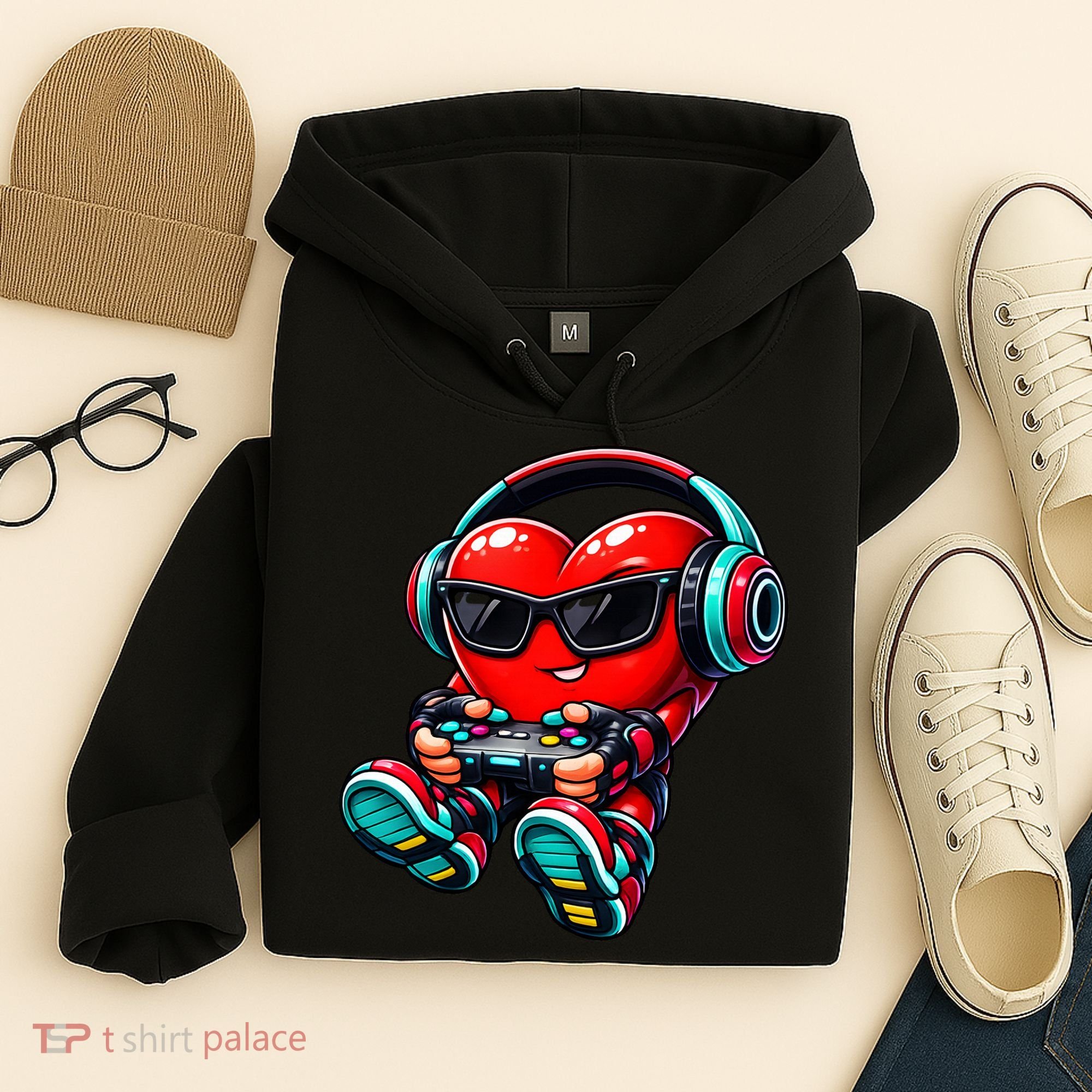 Video Game Heart Gamer Valentines Day Hoodie