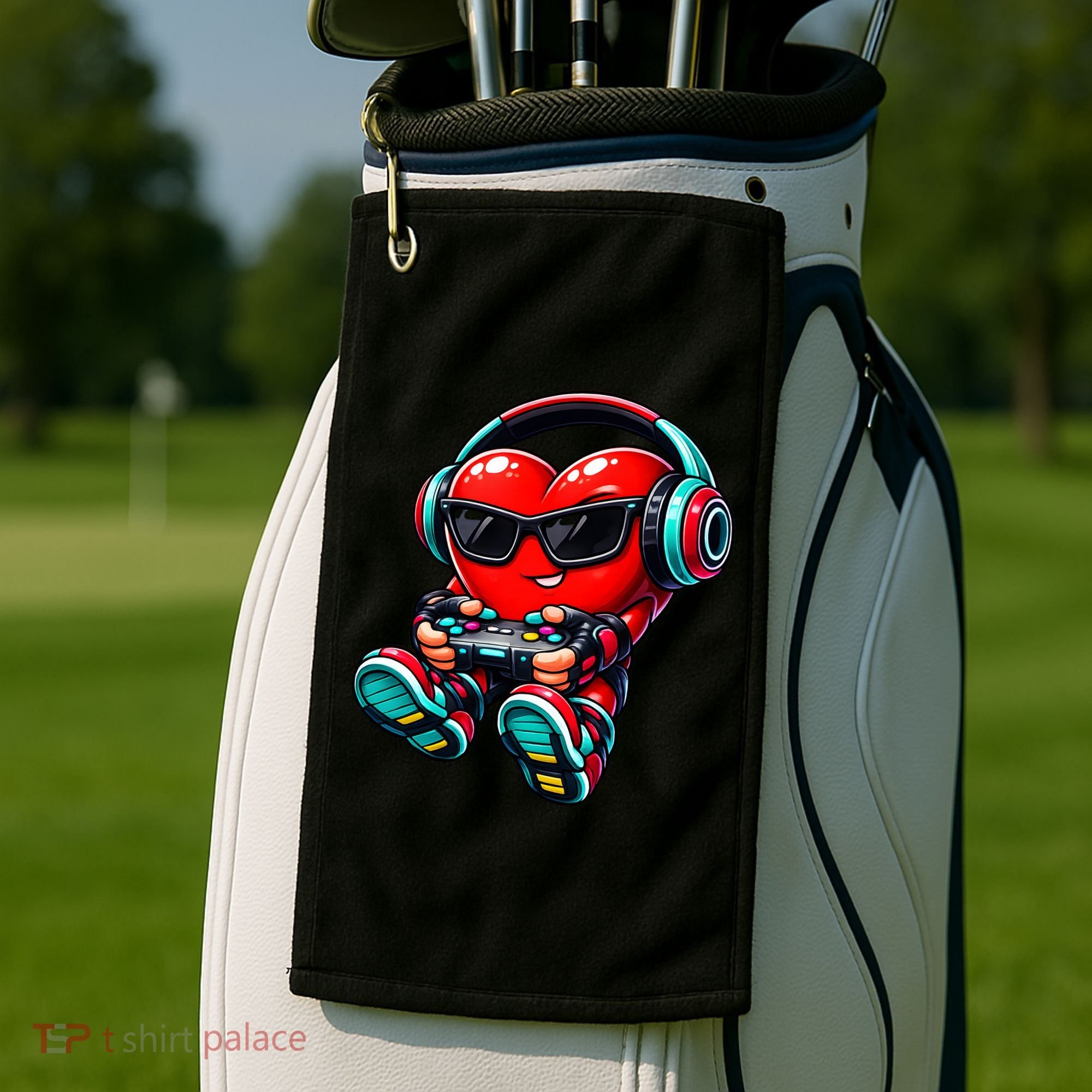 Video Game Heart Gamer Valentines Day Golf Towel