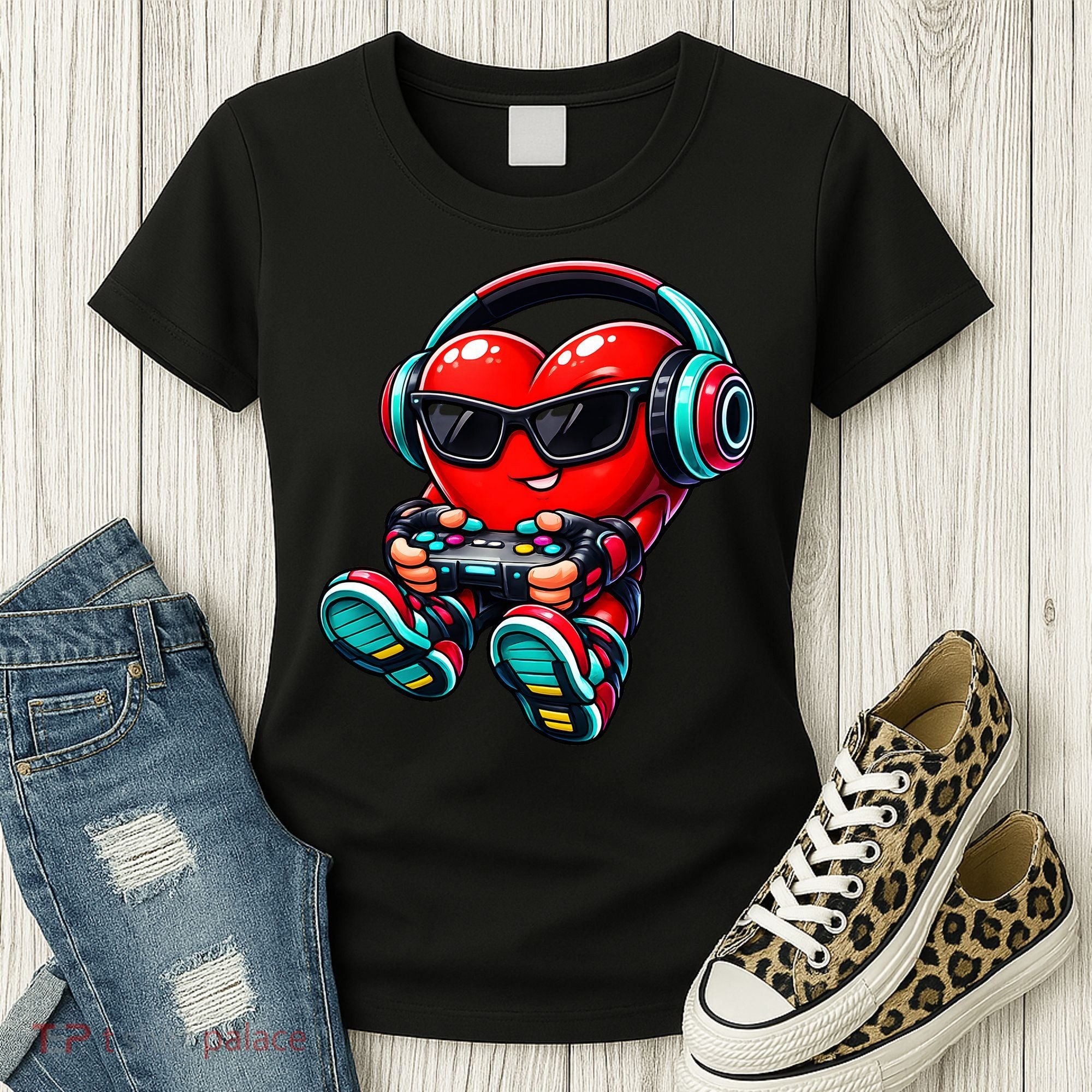 Video Game Heart Gamer Valentines Day Women's T-Shirt