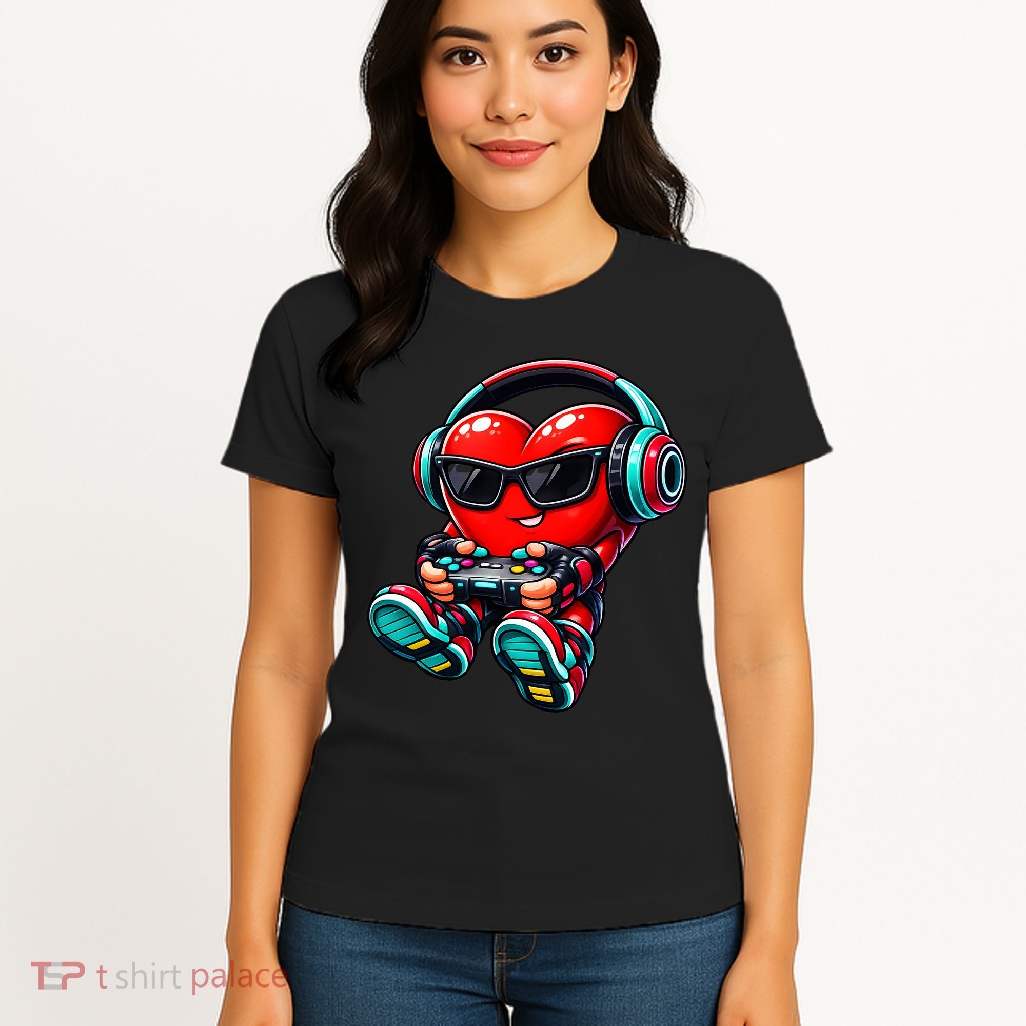 Video Game Heart Gamer Valentines Day Women's T-Shirt