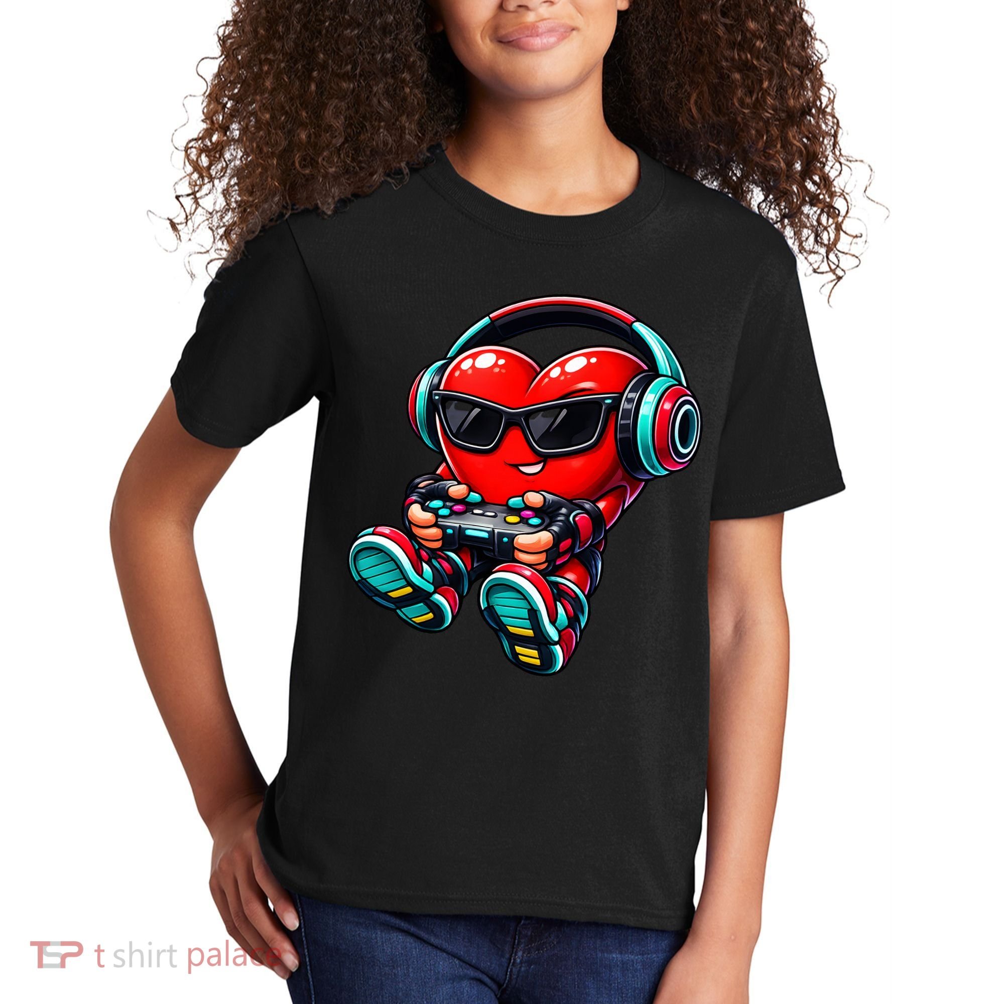 Video Game Heart Gamer Valentines Day Kids T-Shirt
