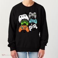 Video Game Halloween Skeleton Zombie Gaming Controllers Gift Women's Sweatshirt thumb 0