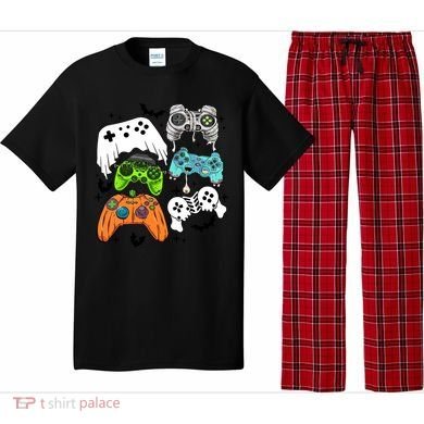 Video Game Halloween Skeleton Zombie Gaming Controllers Gift Pajama Set